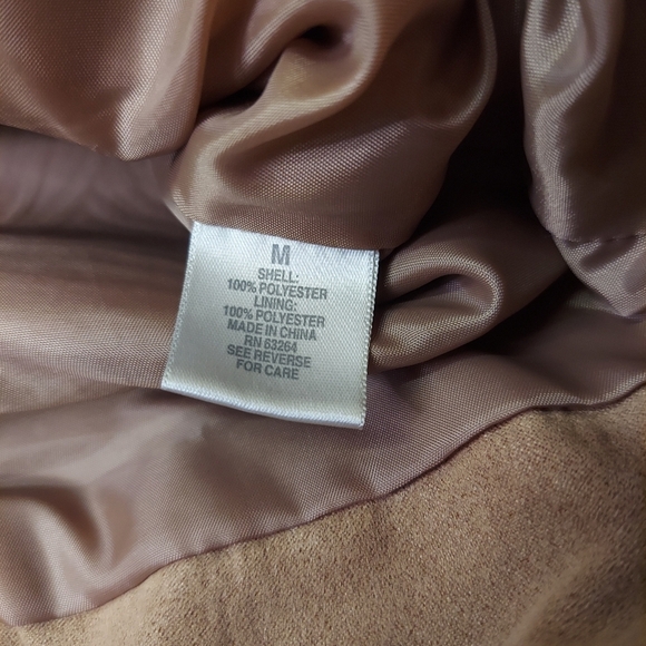 Dressbarn Faux Suede Jacket Womens Sz M Brown Tan Full Zip Blazer Lined Neutral - Picture 7 of 16